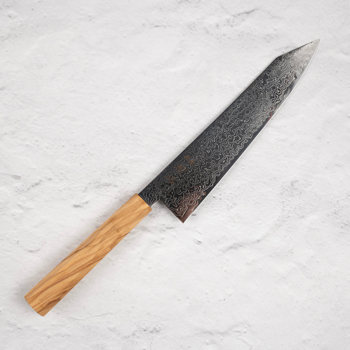 Hatsukokoro Ryuhyo SG2 大馬士革 K 尖 Gyuto 210 毫米刀刃,含橄欖木手柄