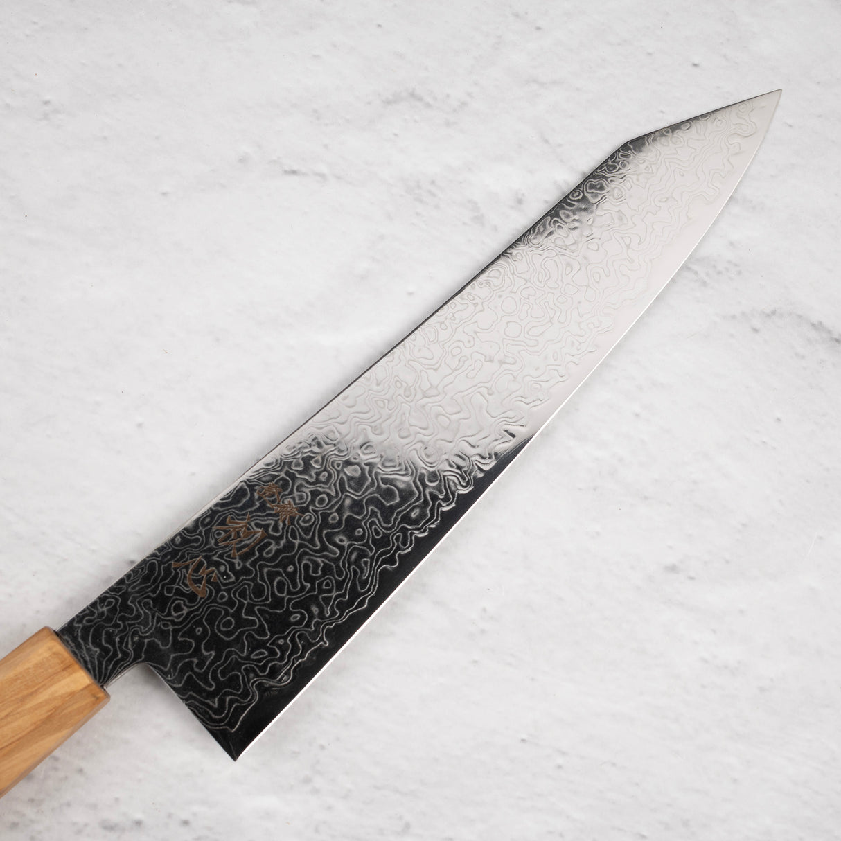 Hatsukokoro Ryuhyo SG2 大馬士革 K 尖 Gyuto 210 毫米刀刃,含橄欖木手柄