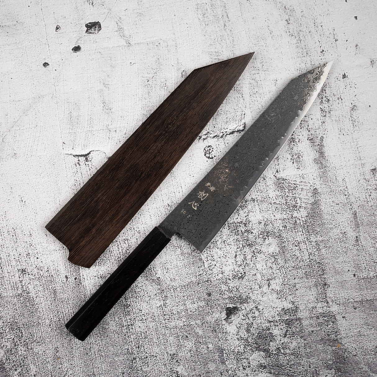 初心 流冰 SG2 黑大馬士革 K-tip 牛刀 240mm 黑檀木柄