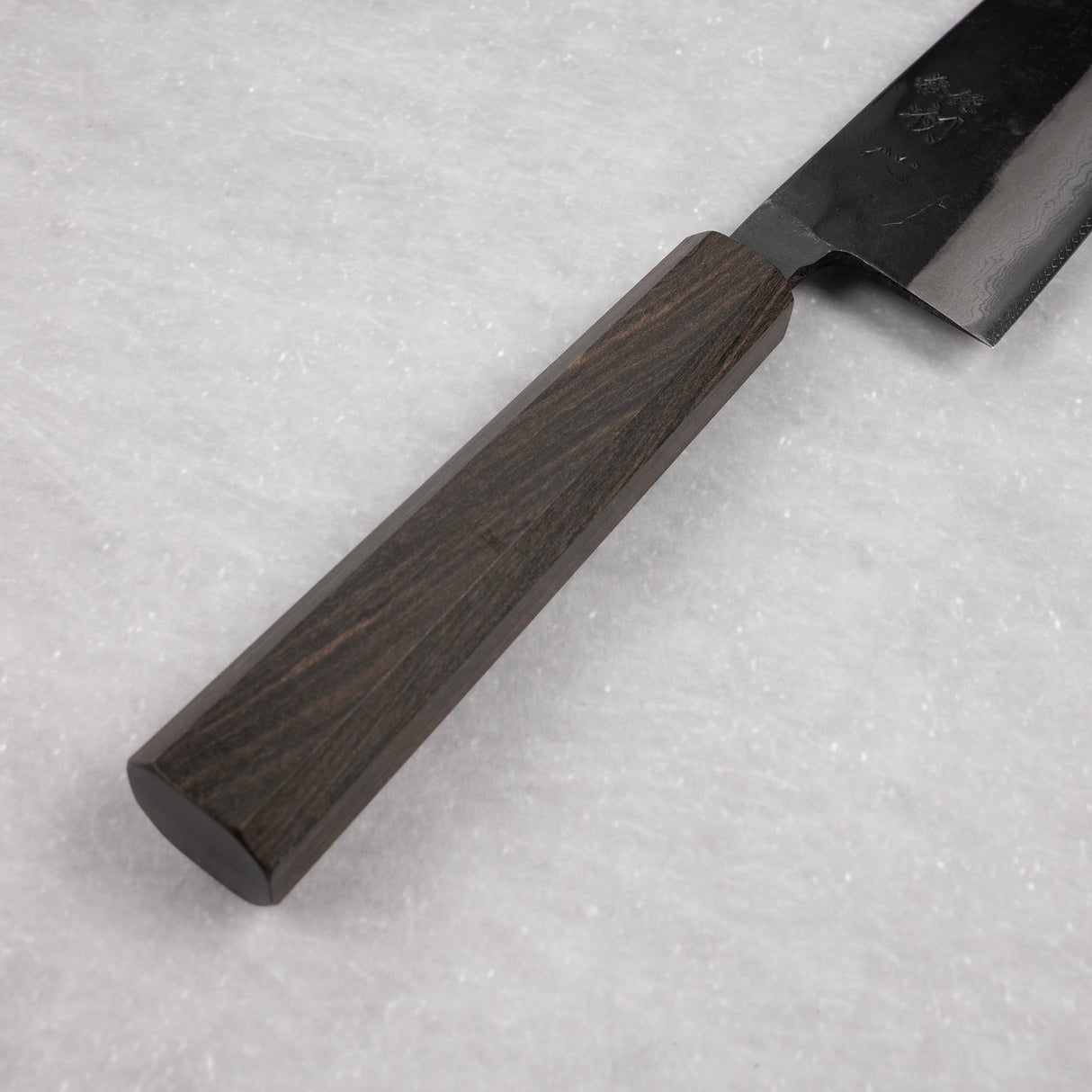 Hatsukokoro Shikkoku Blue 2 Kurouchi Damascus Santoku 165mm Ebony Handle