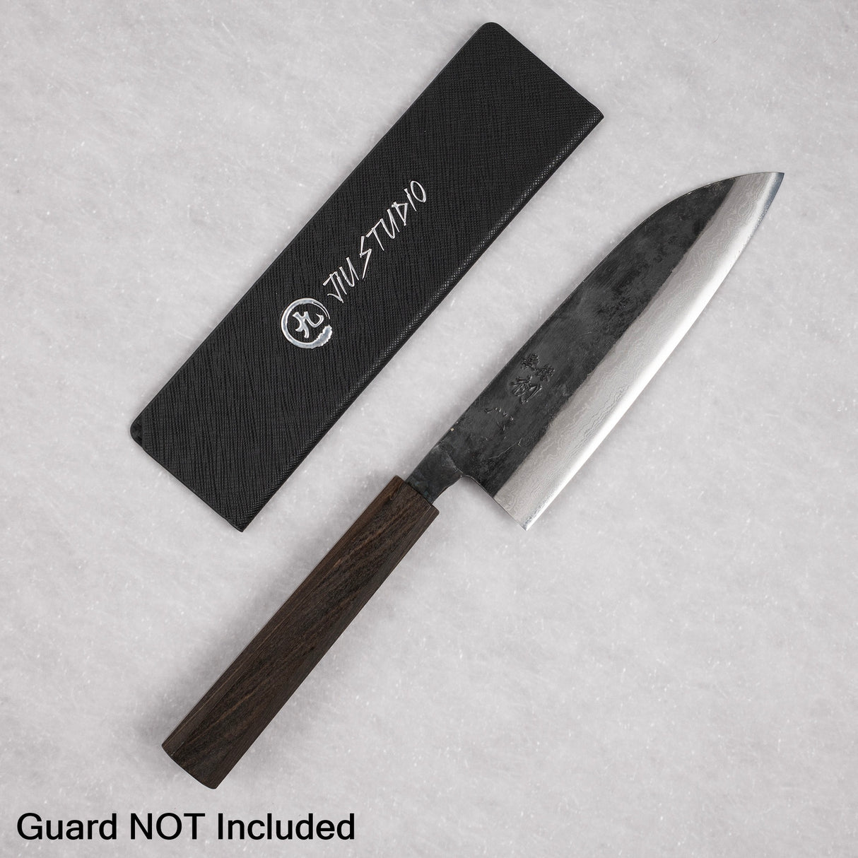 Hatsukokoro Shikkoku Blue 2 Kurouchi Damascus Santoku 165mm Ebony Handle