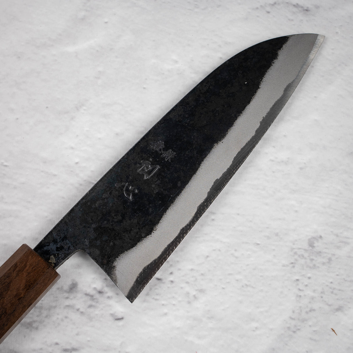 Hatsukokoro Sumi Blue 2 Kurouchi Santoku 165mm Black Chacate Handle