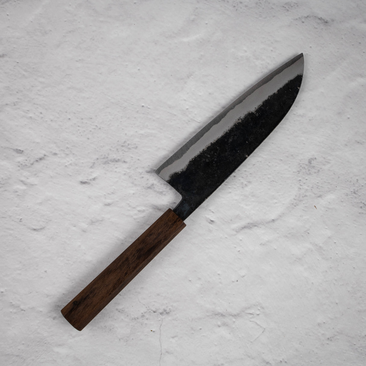 Hatsukokoro Sumi Blue 2 Kurouchi Santoku 165mm Black Chacate Handle