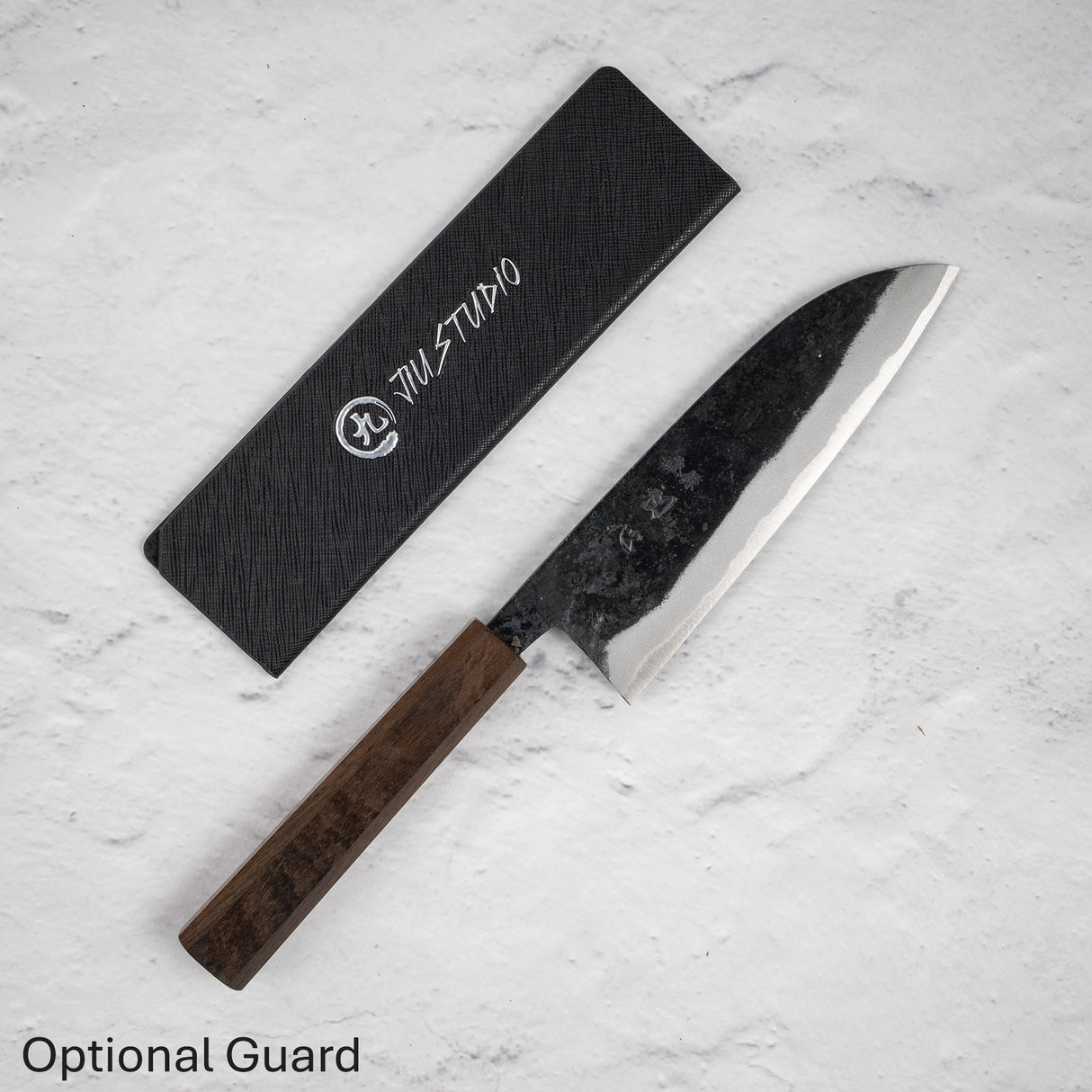 Hatsukokoro Sumi Blue 2 Kurouchi Santoku 165mm Black Chacate Handle