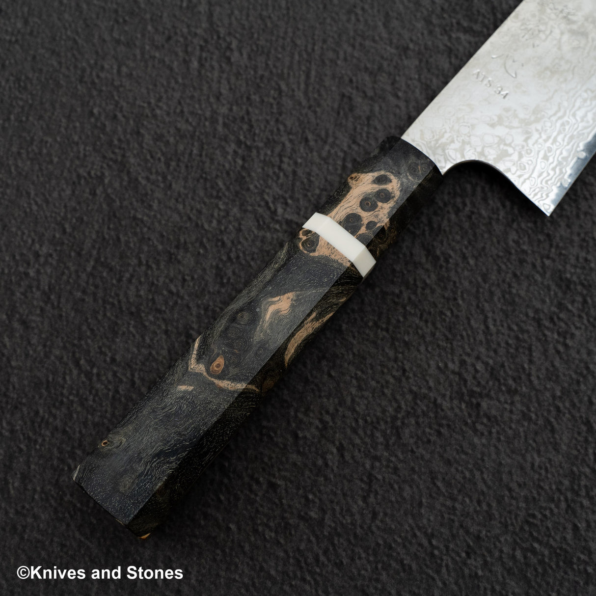 銀河初心 ATS34 大馬士革牛刀 210mm 染色樺木