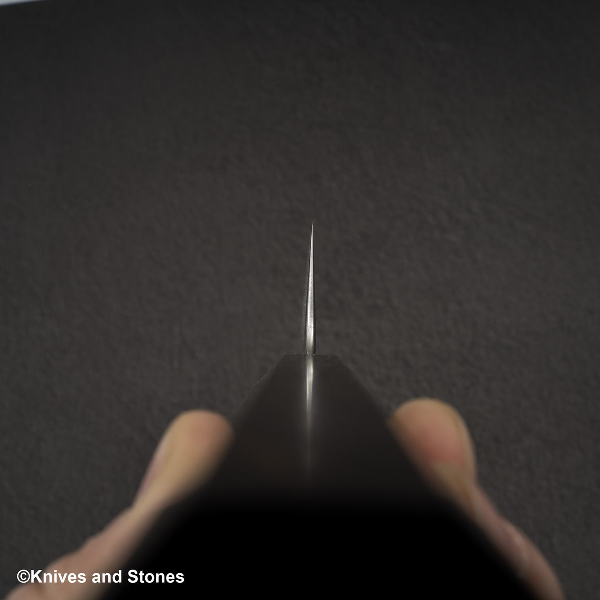 Hatsukokoro Hayabusa VG10 Damascus Tsuchime Santoku 180mm Ebony Handle