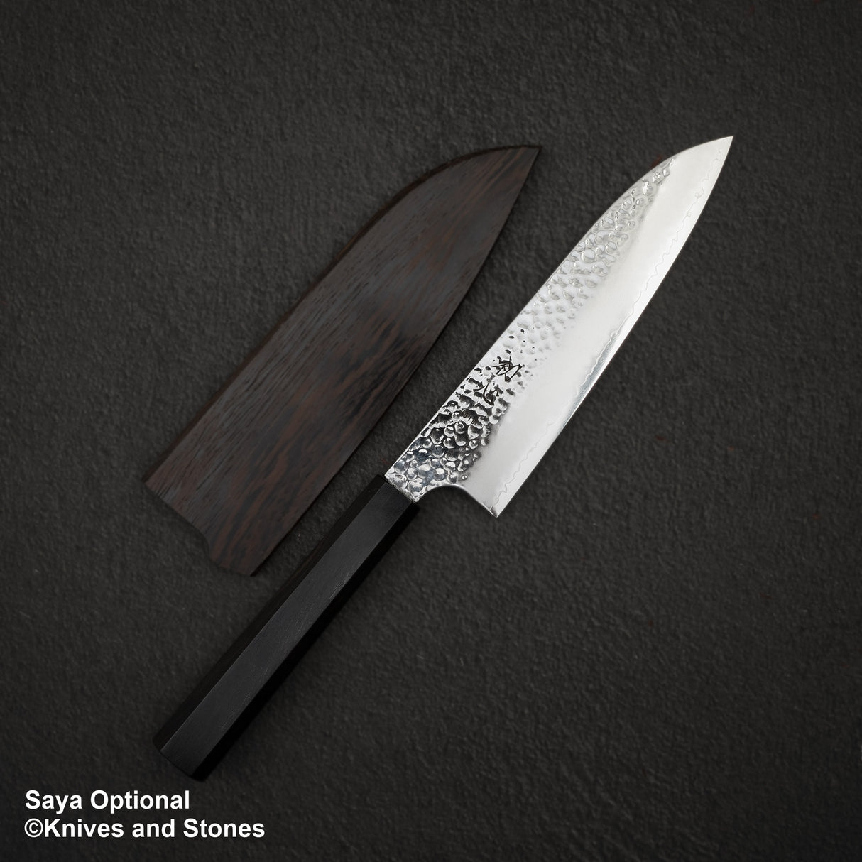 Hatsukokoro Hayabusa VG10 Tsuchime Sanmai Santoku 180mm Ebony