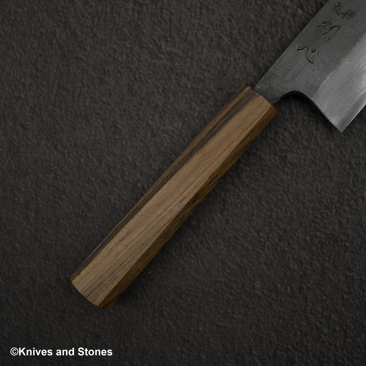 Hatsukokoro Kumokage Blue 2 Kurouchi Damascus Santoku 180mm Black Chacate