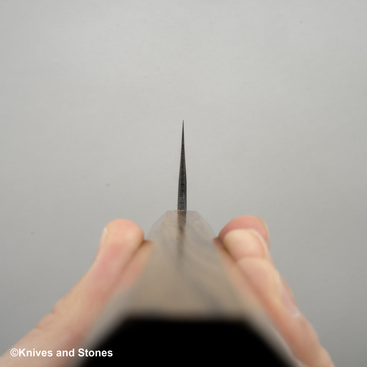 Hatsukokoro Kumokage Blue 2 Kurouchi Damascus Santoku 180mm Black Chacate