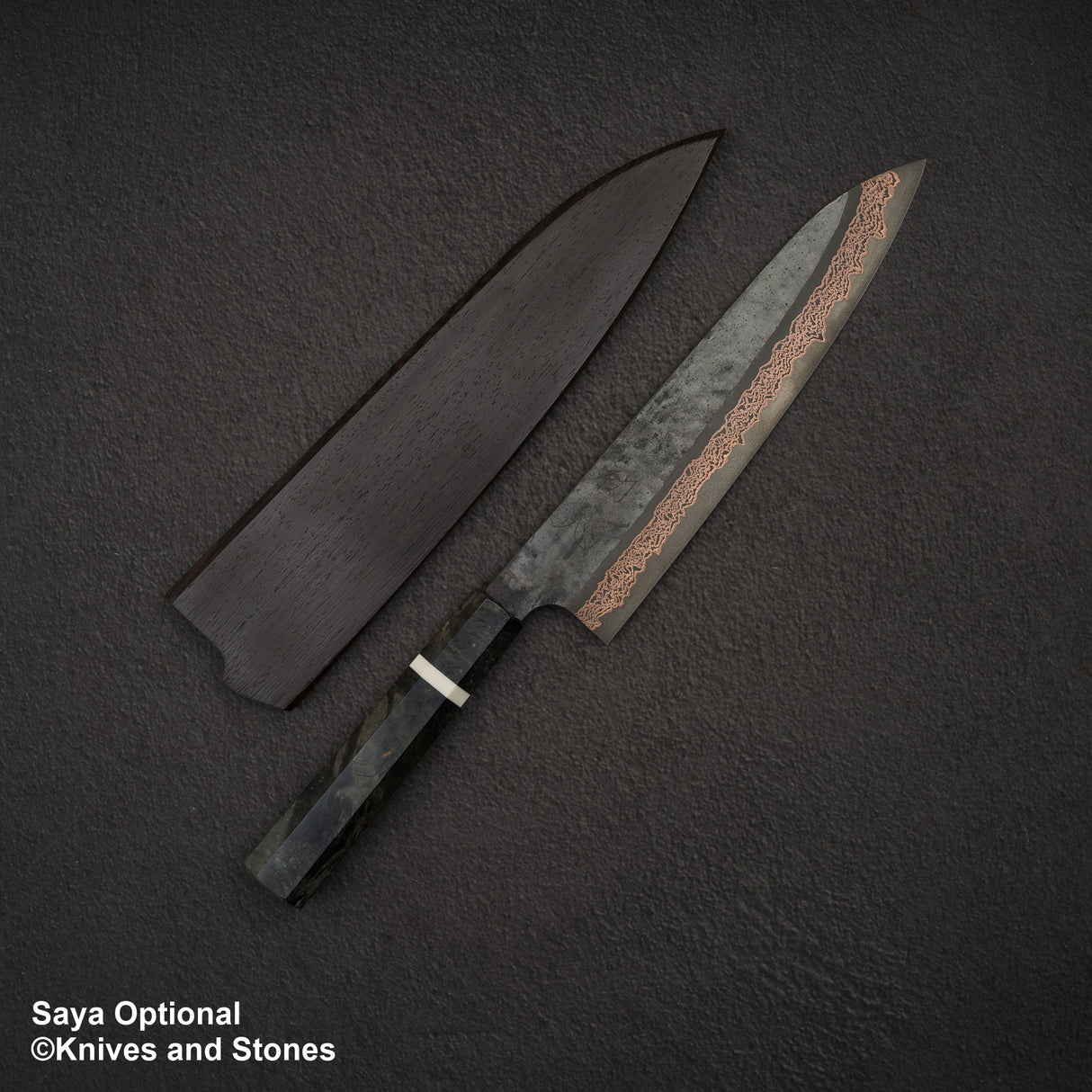 Hatsukokoro x Nigara Yorokobi SLD 銅大馬士革牛刀 240 毫米樺木手柄