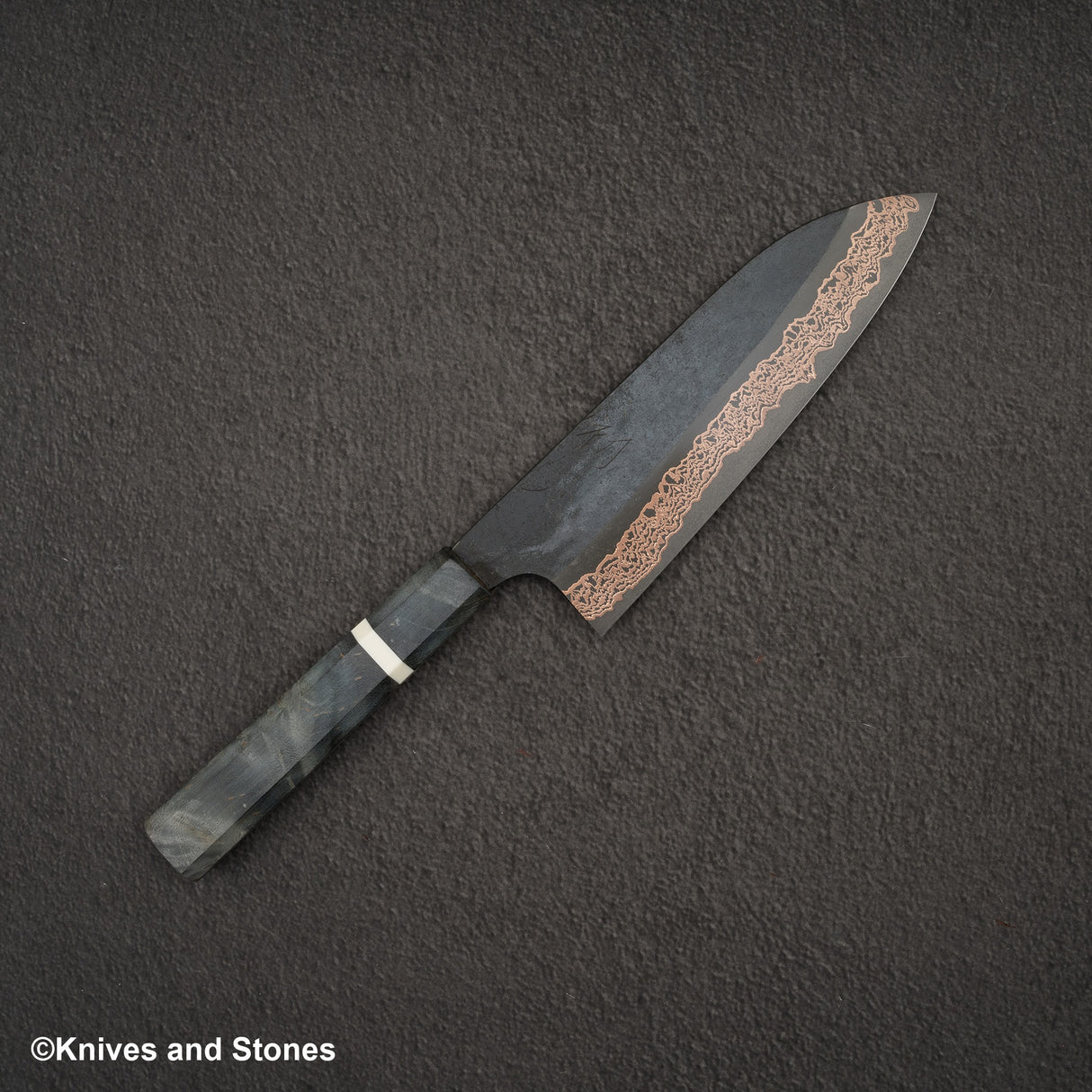 Hatsukokoro x Nigara Yorokobi SLD Copper Damascus Santoku 180mm Birch Handle