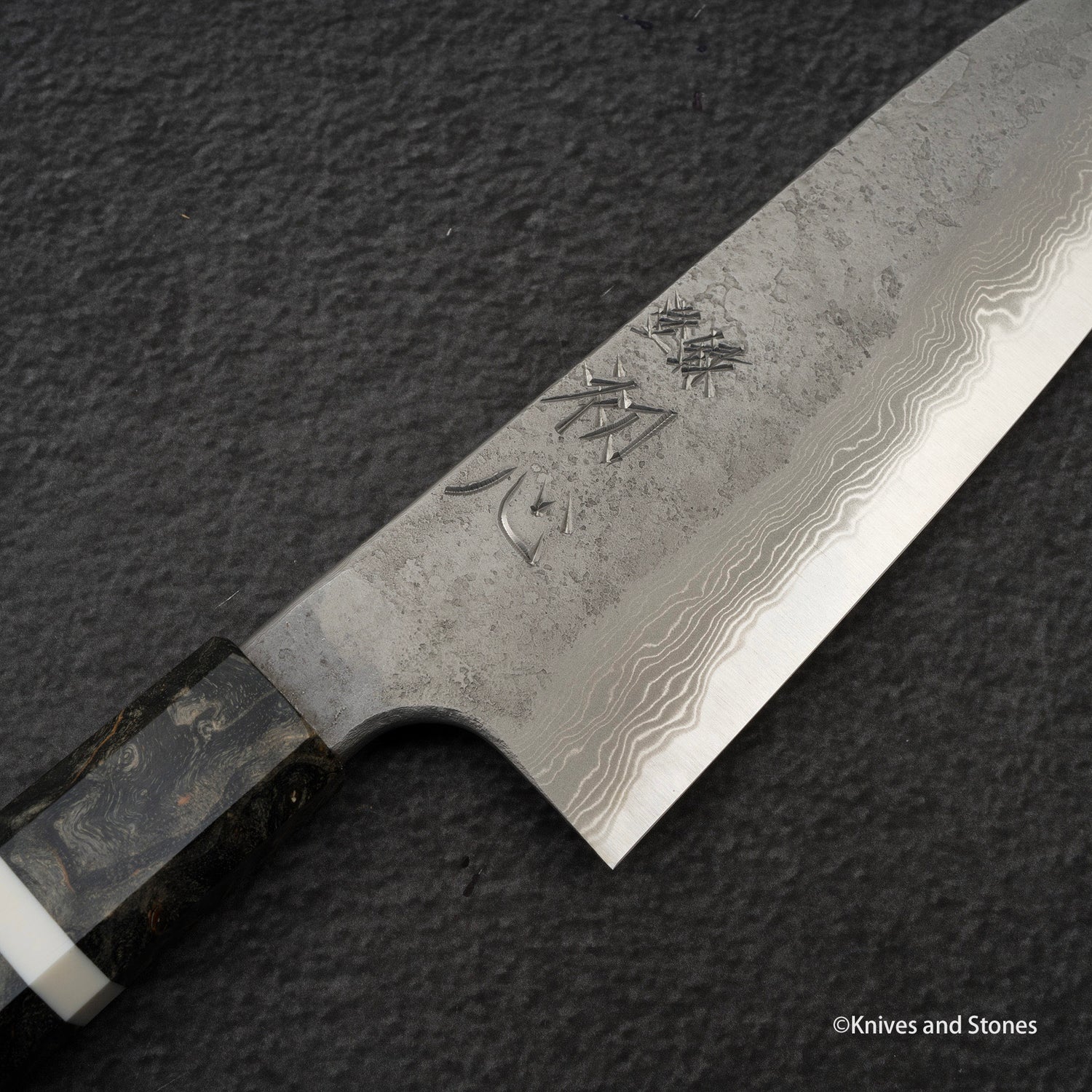 Nigara x Hatsukokoro Ryusui Blue 2 Damascus Santoku 170mm