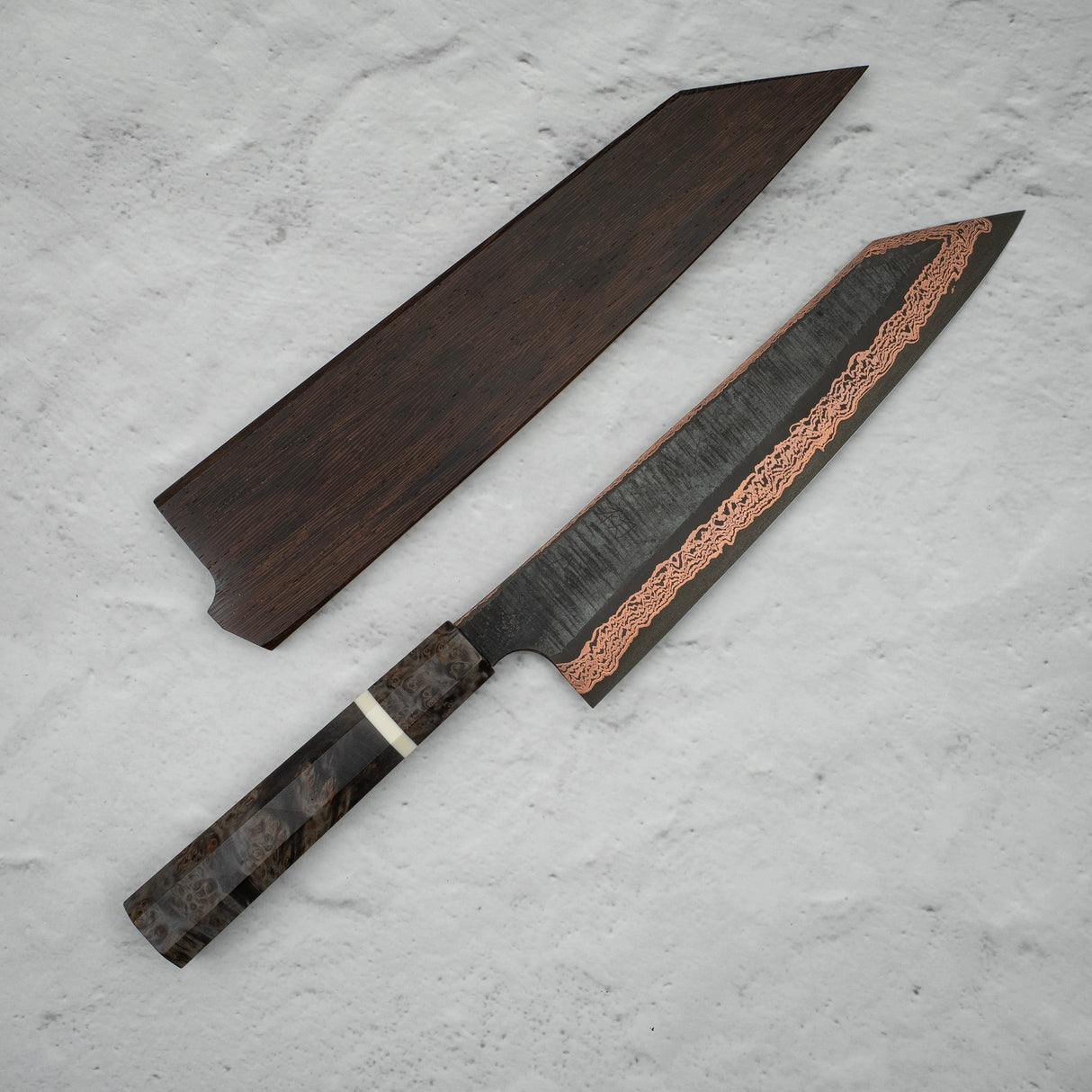 Hatsukokoro x Nigara Yorokobi SLD 銅土大馬士革 K 尖 Gyuto 240mm 帶 Saya