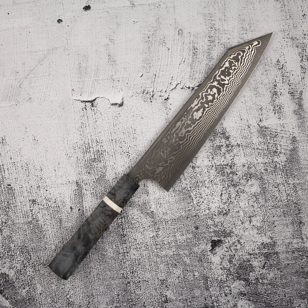 初心 x 二唐 喜特製 SLD 黑打大馬士革 K型牛刀 240mm 拋光
