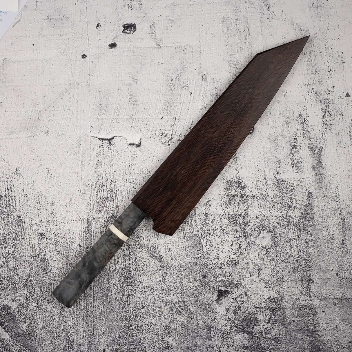 初心 x 二唐 喜特製 SLD 黑打大馬士革 K型牛刀 240mm 拋光