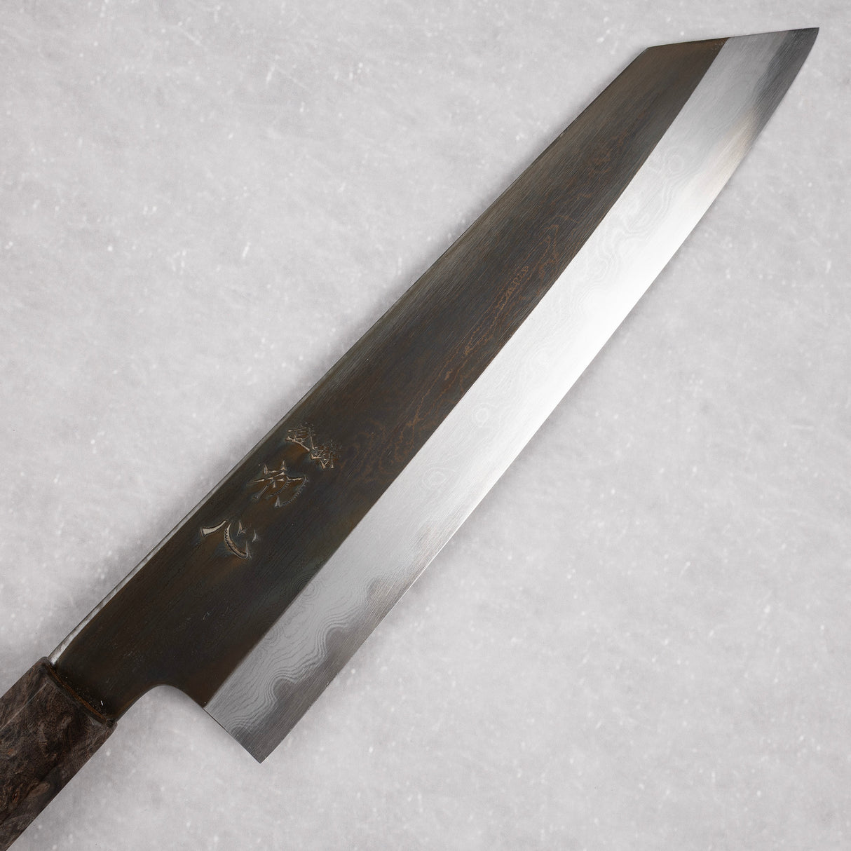 初心 x 中川聰藍色 1 蝕刻黑大馬士革 K 尖 Gyuto 210 毫米
