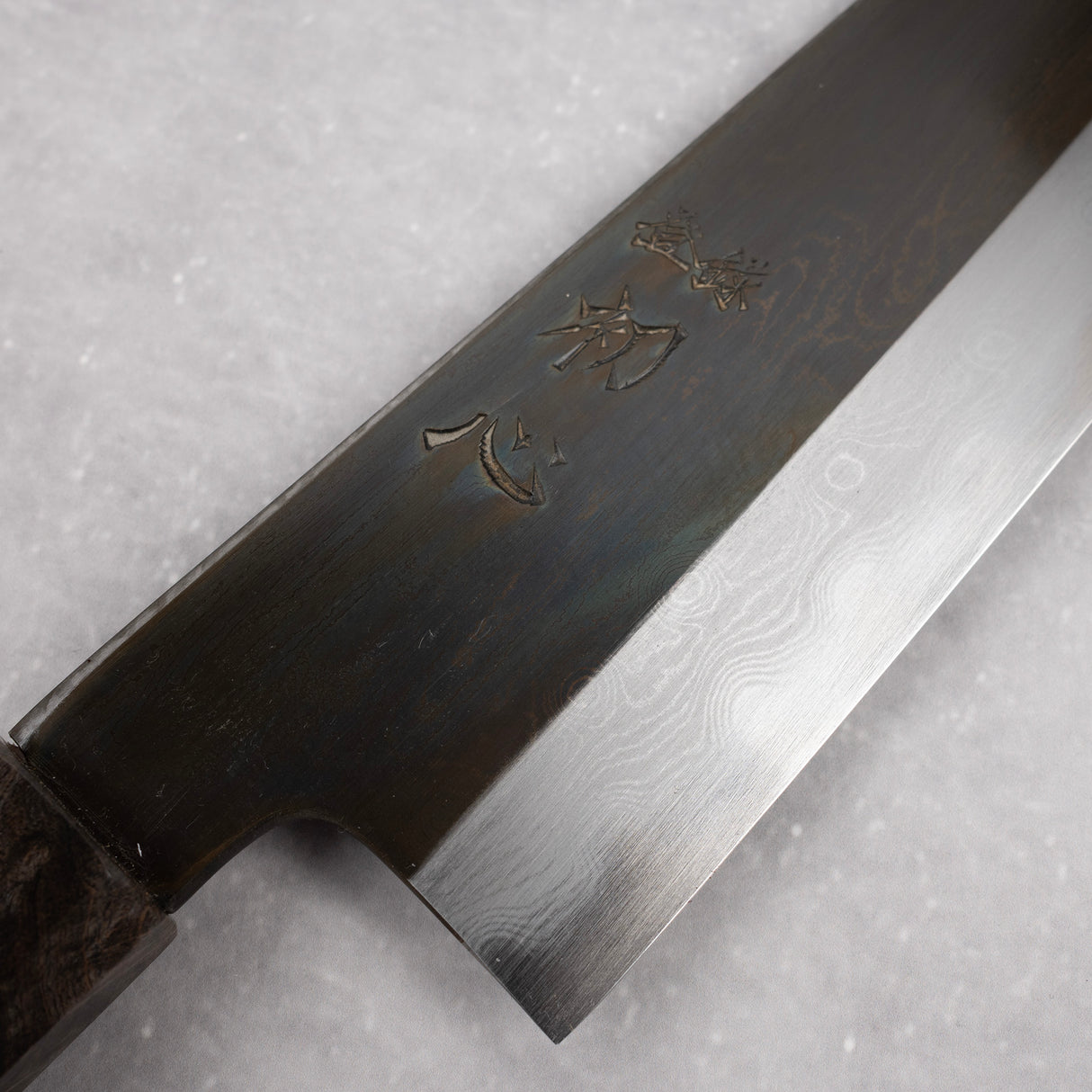 初心 x 中川聰藍色 1 蝕刻黑大馬士革 K 尖 Gyuto 210 毫米