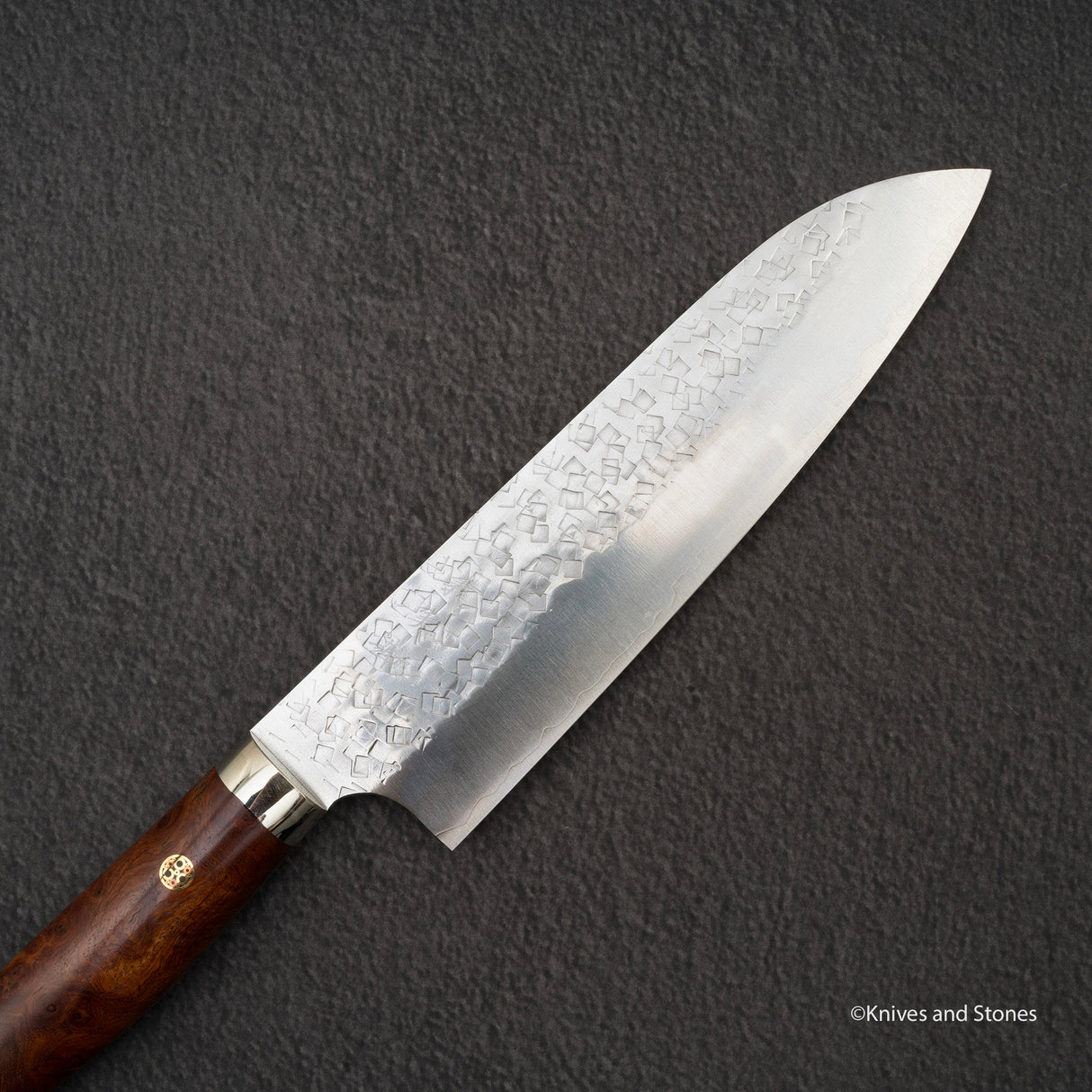 Yoshimi Kato SG2 Minamo Ktip Santoku 180mm Amboyna Burl Western SP