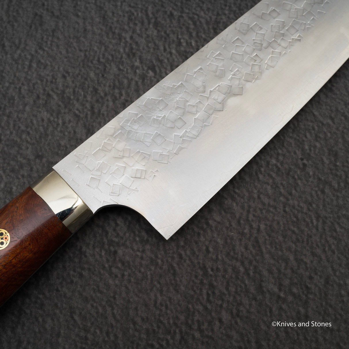 Yoshimi Kato SG2 Minamo Ktip Santoku 180mm Amboyna Burl Western SP