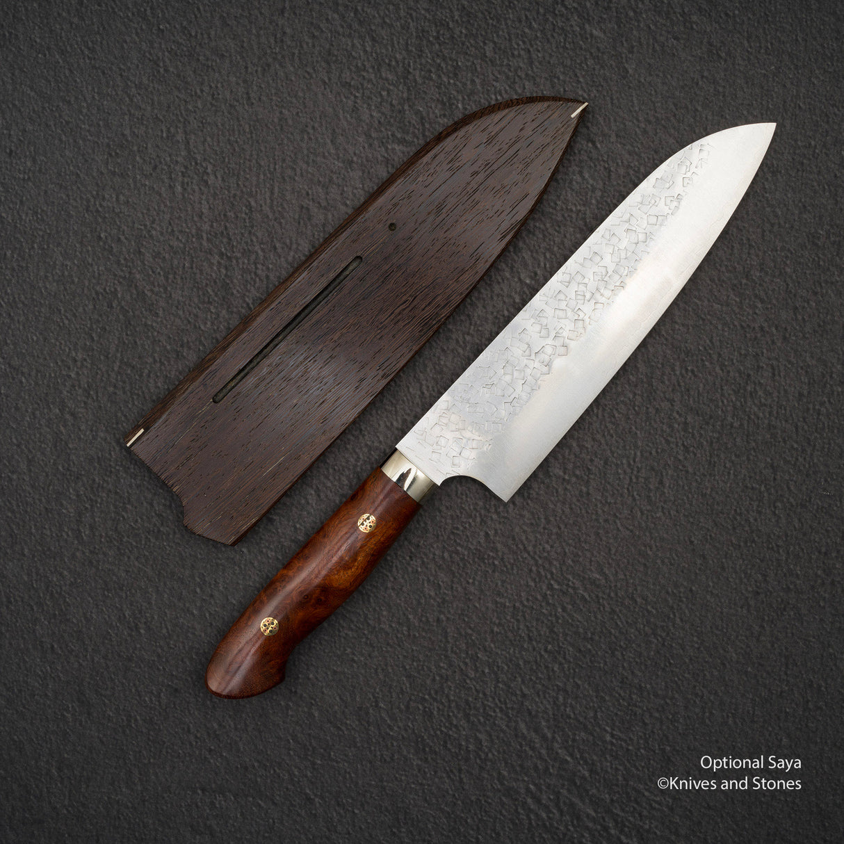 Yoshimi Kato SG2 Minamo Ktip Santoku 180mm Amboyna Burl Western SP