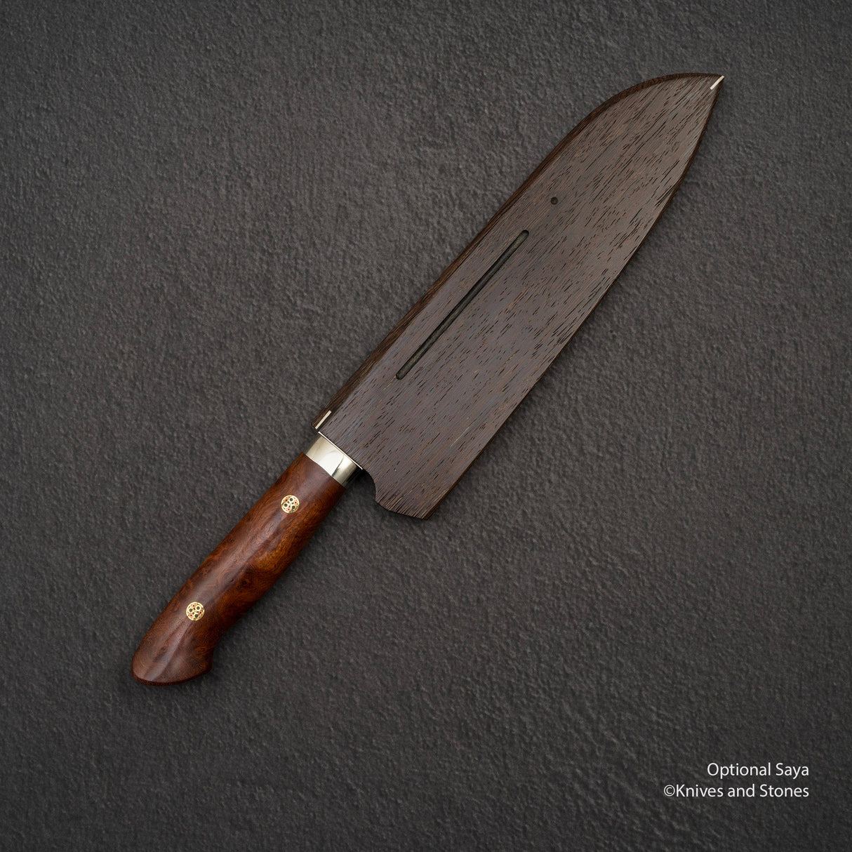 Yoshimi Kato SG2 Minamo Ktip Santoku 180mm Amboyna Burl Western SP