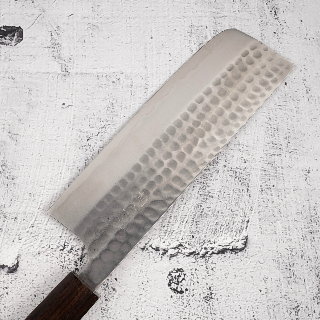 安立勝重 青紙二號槌目菜切 170mm 不鏽鋼夾層 黑檀手柄