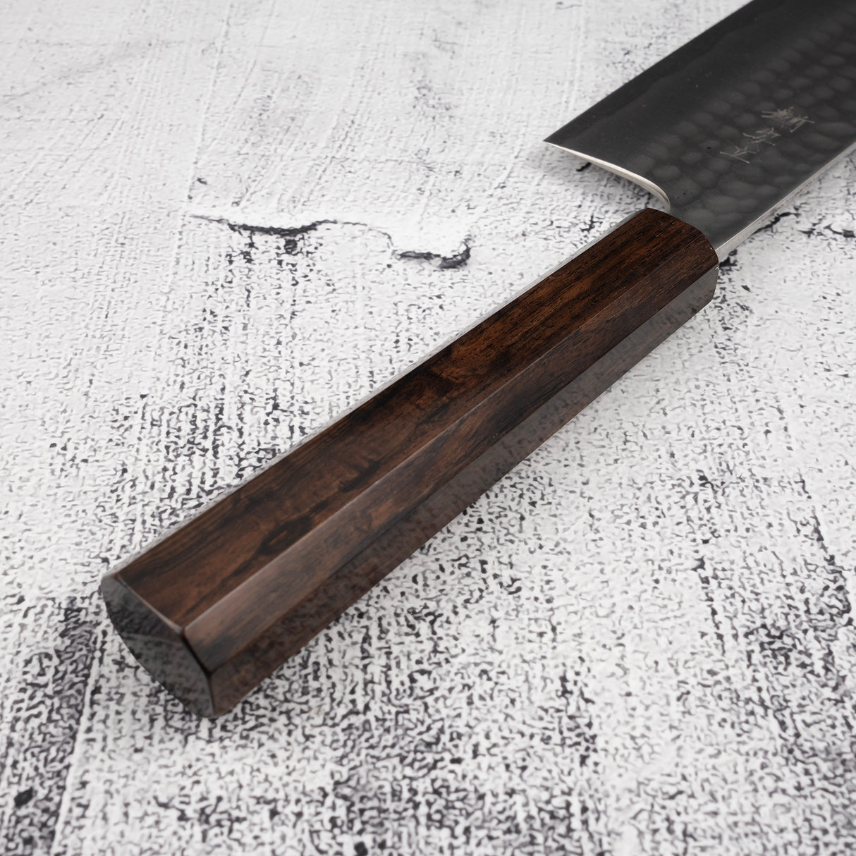 安立勝重 青紙二號槌目菜切 170mm 不鏽鋼夾層 黑檀手柄