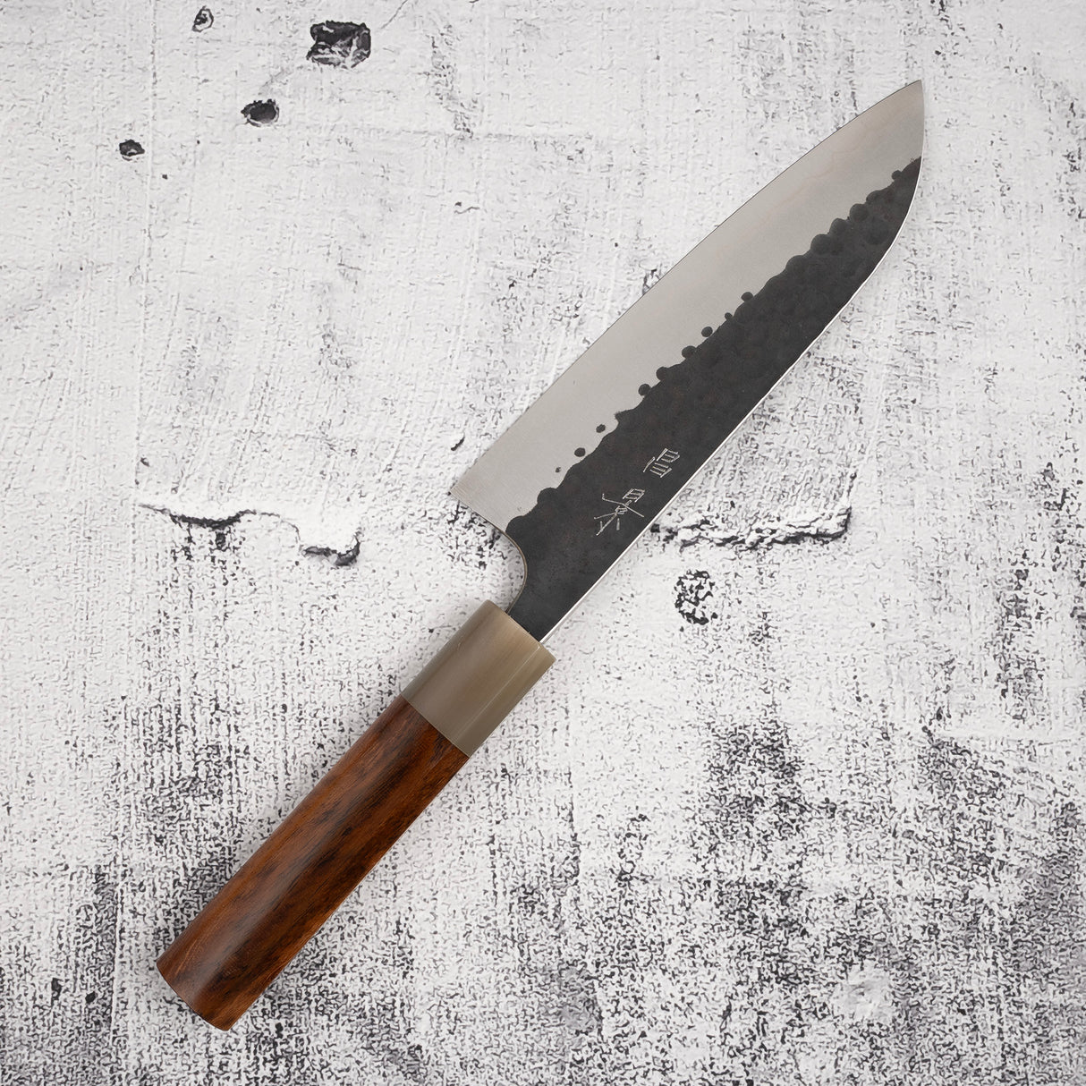 Masakage Koishi AS Santoku 175mm, Aogami Super Kurouchi Tsuchime K&S Hearted-shaped Ironwood Handle