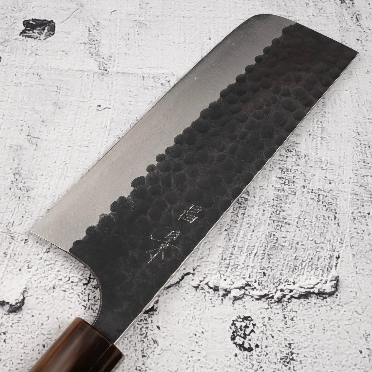 昌景小石 AS 菜刀 165mm,青鋼超級 黑打槌目 K&S 愛心型鐵木手柄