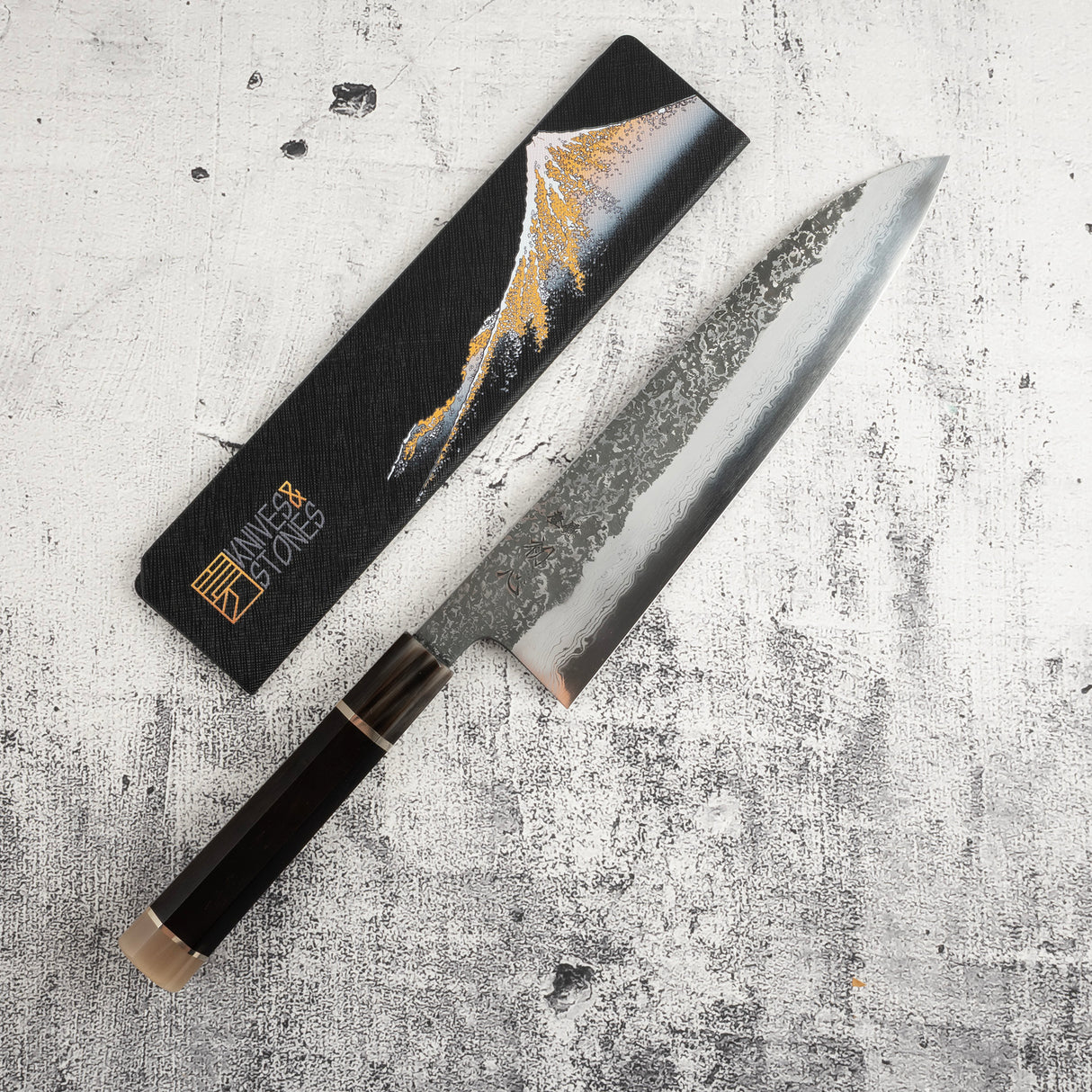 Masuda Yoshihide Blue 1 Kurozome Damascus Gyuto 240mm