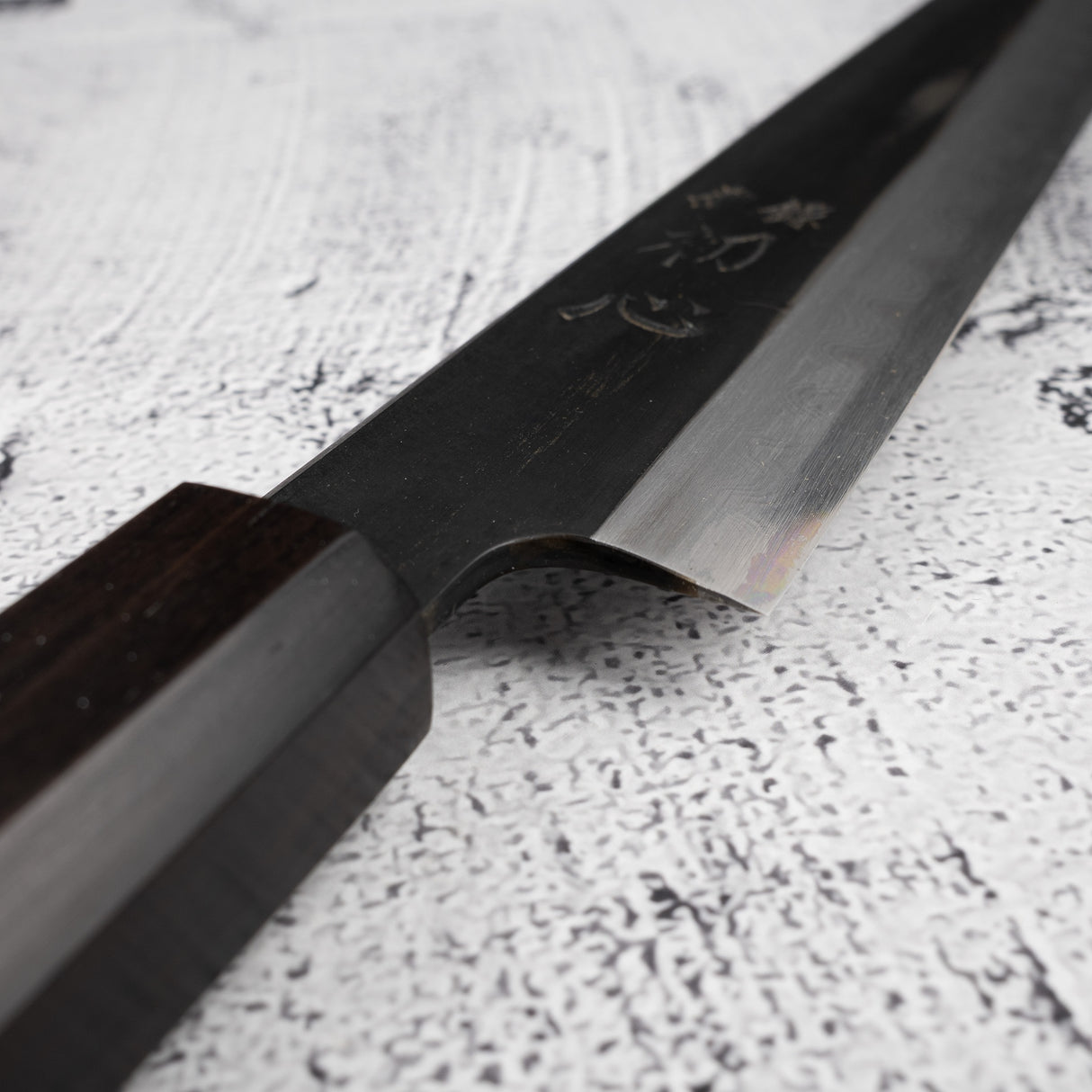 Nakakawa Blue 1 KU 大馬士革 Sujihiki 240 毫米蝕刻黑檀木 Hatsukokoro 出品