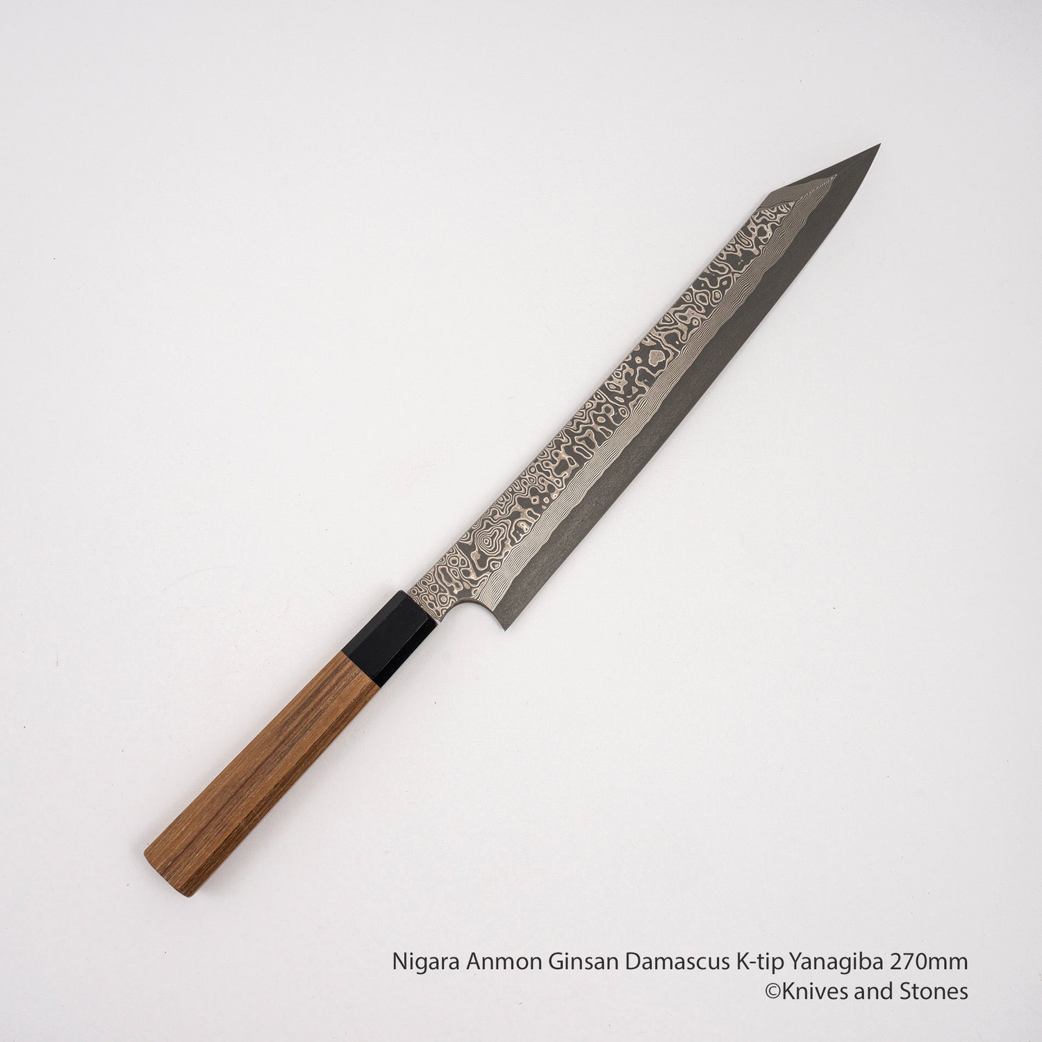 Nigara Anmon Ginsan Damascus K-tip Yanagiba 270 mm