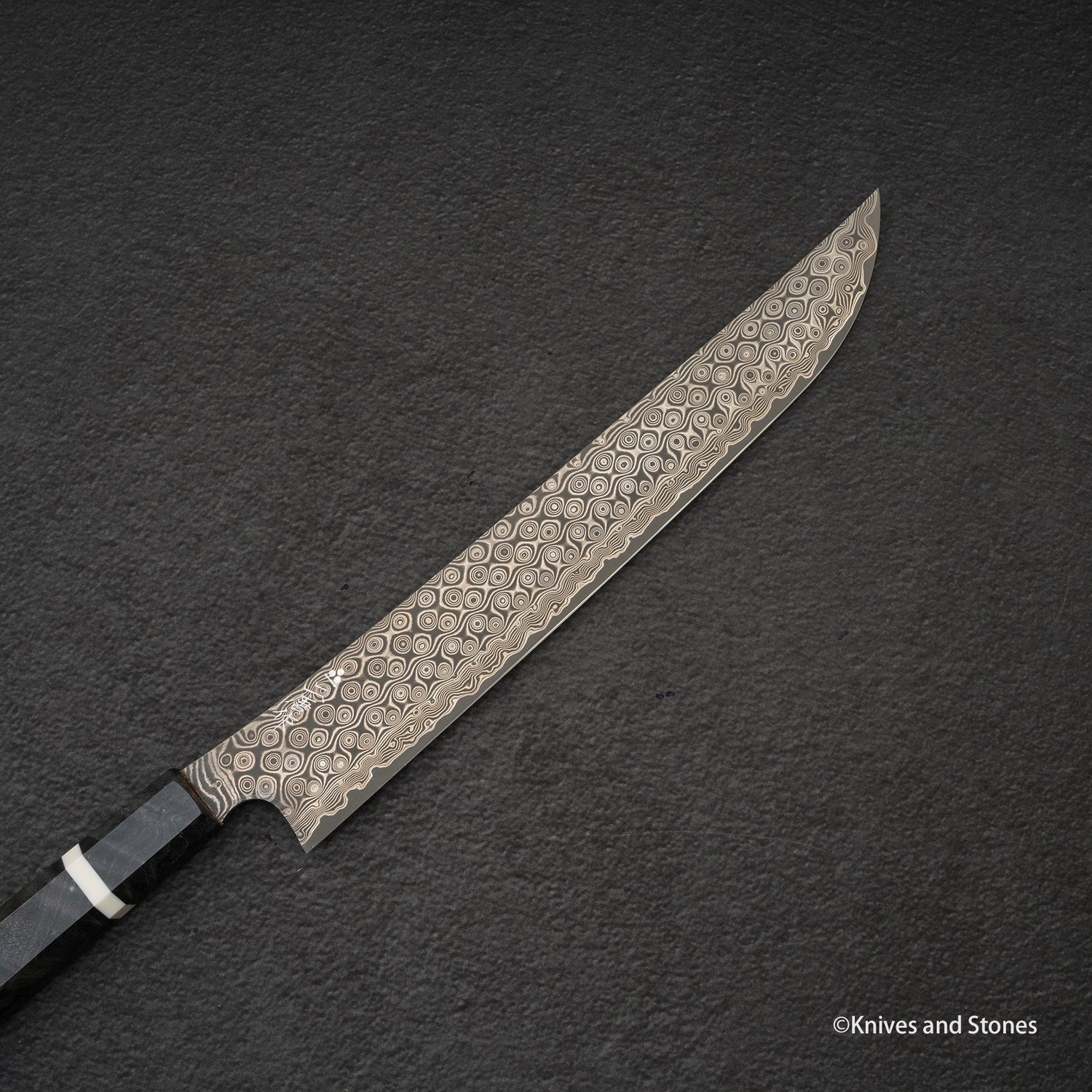 Nigara Anmon SG2 Raindrop Damascus Sakimaru Sujihiki 270mm