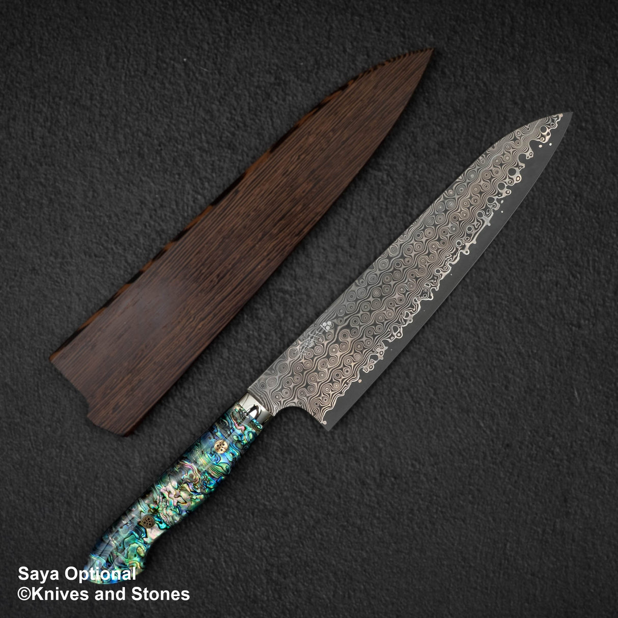 Nigara Anmon(暗紋)SG2 雨滴大馬士革 Gyuto 240 毫米珍珠母貝鑲嵌手柄