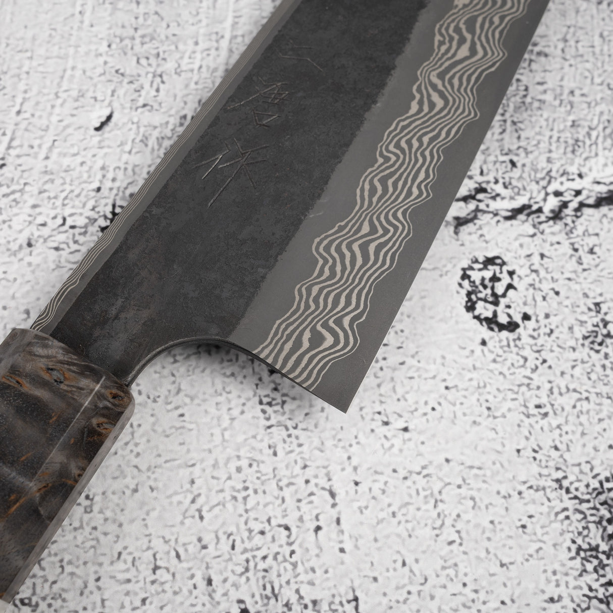 Nigara Ginsan Kurozome Damascus Bunka 180mm