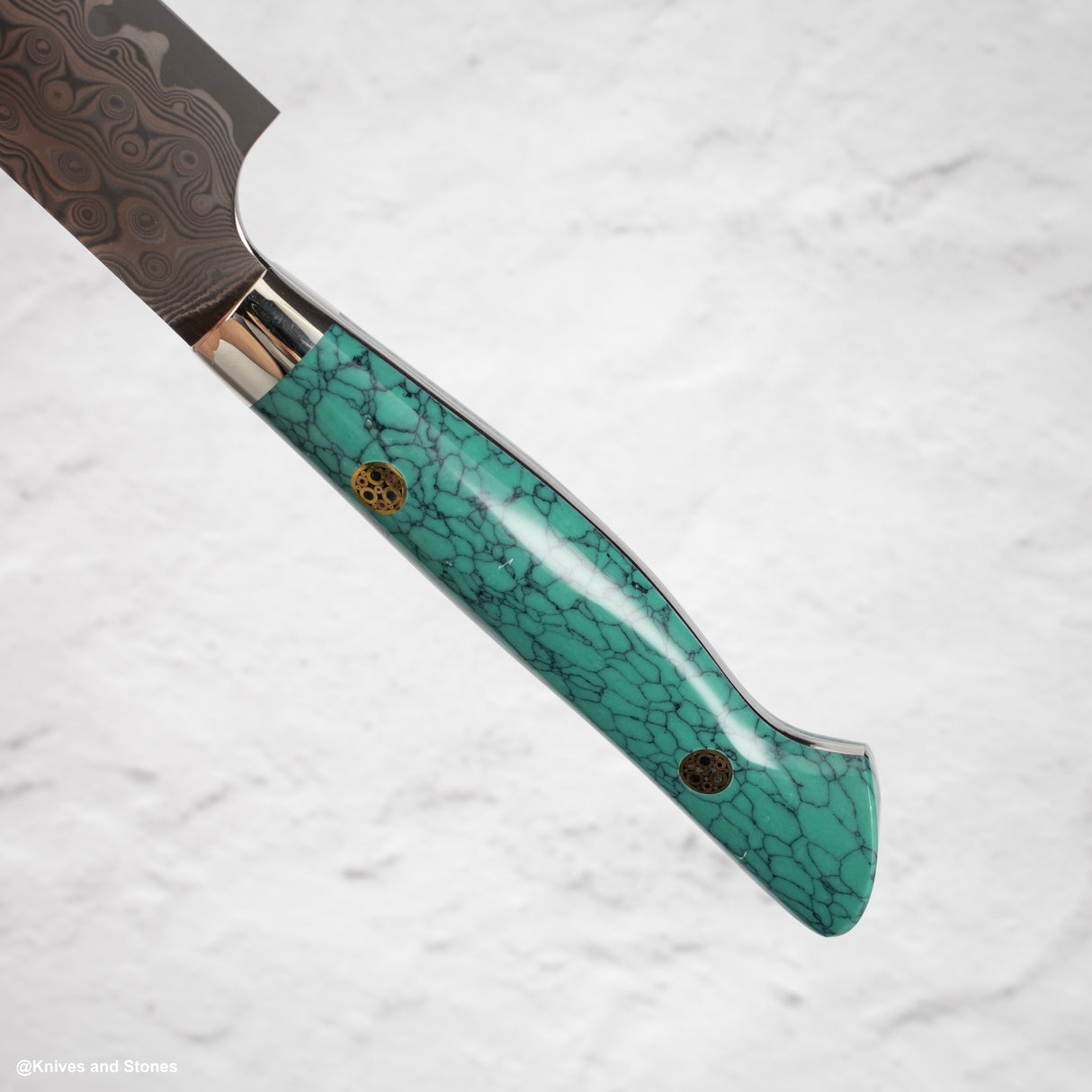 Nigara Anmon(暗紋)SG2 雨滴大馬士革小資 150mm 西部綠松石