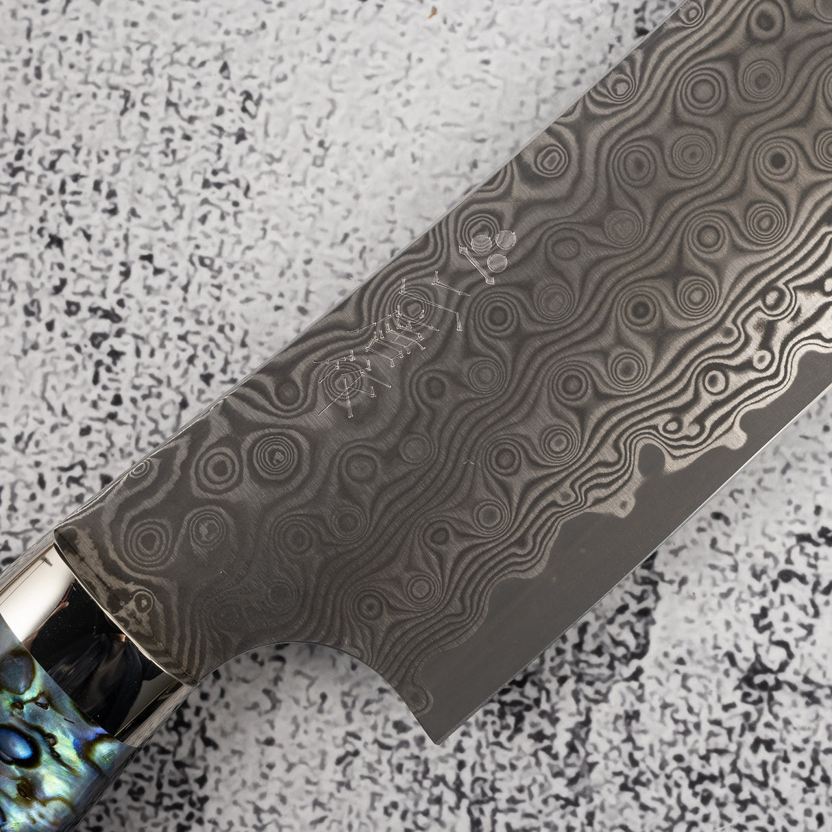 二唐 暗紋 SG2 雨滴大馬士革 魚尾型筋引 270mm 珍珠母 西式柄