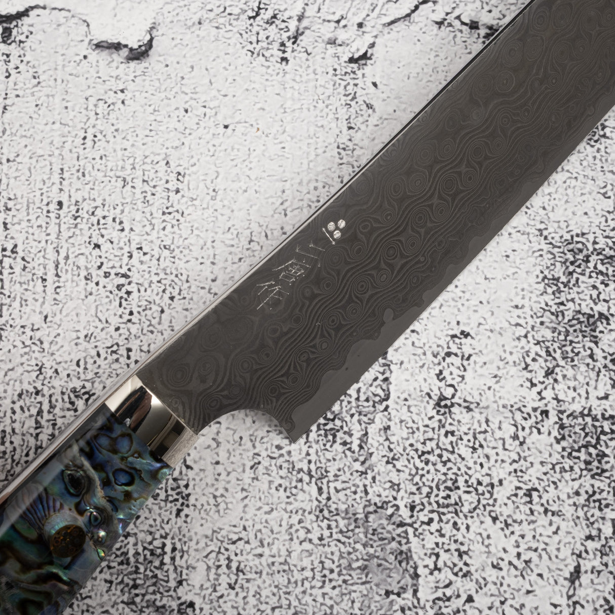 二唐 暗紋 SG2 雨滴大馬士革 魚尾型筋引 270mm 珍珠母 西式柄