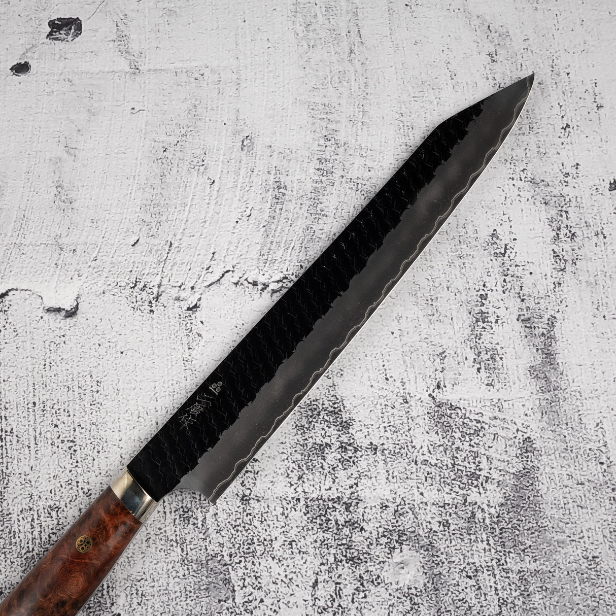 Nigara SG2 K-tip Sujihiki 255mm Tsuchime Kurouchi Amboyna Western