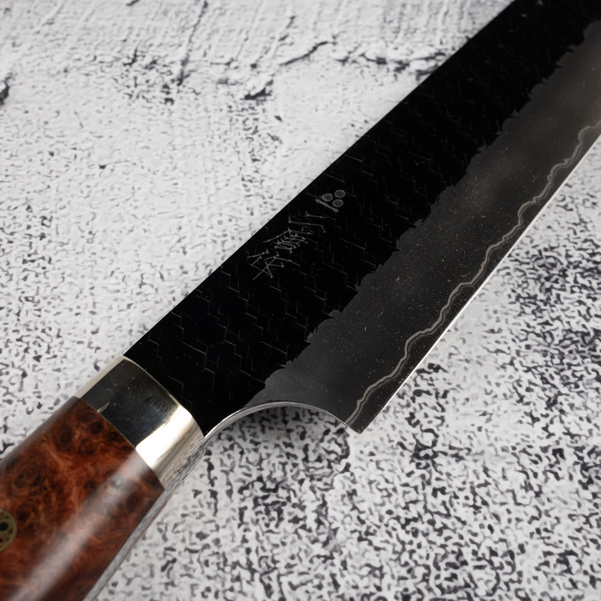 Nigara SG2 K-tip Sujihiki 255mm Tsuchime Kurouchi Amboyna Western