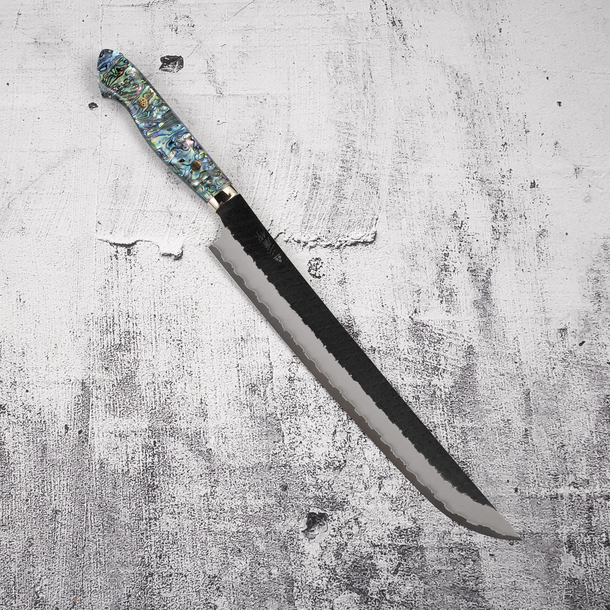 二唐 SG2 珍珠母 魚尾型筋引 300mm 黑打槌目