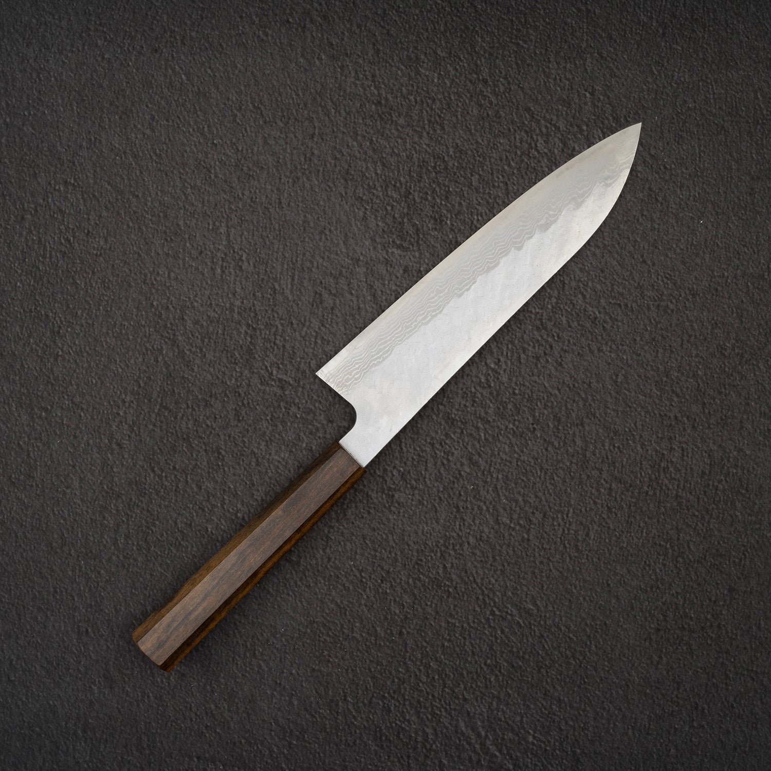 Nigara VG10 Damascus Tsuchime Gyuto 210mm Black Chacate Handle