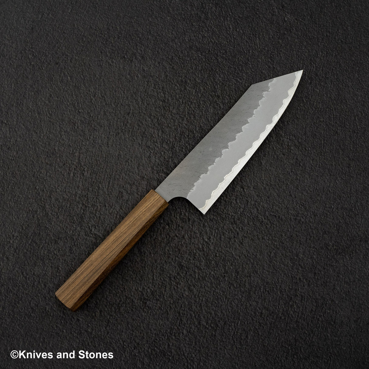 Nigara Aogami(藍色)超級霧面 Migaki Tsuchime 成品 Bunka 180mm 黑色 Chacate
