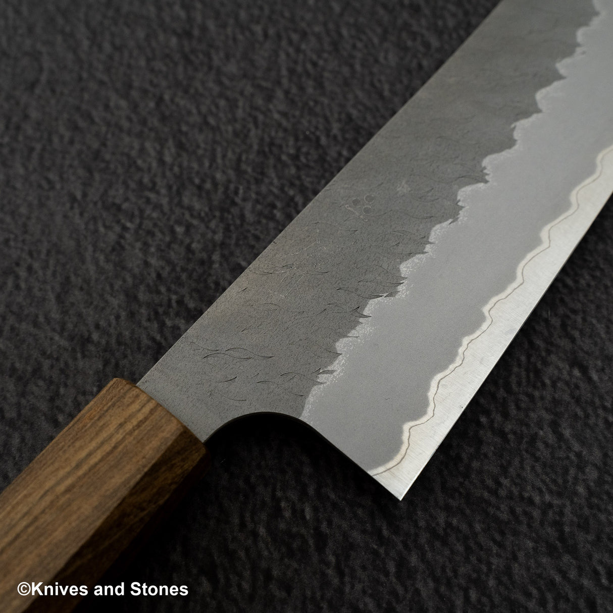 Nigara Aogami(藍色)超級霧面 Migaki Tsuchime 成品 Bunka 180mm 黑色 Chacate