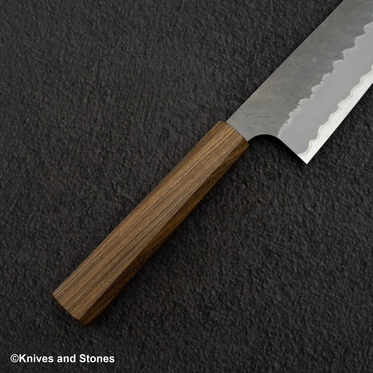 Nigara Aogami(藍色)超級霧面 Migaki Tsuchime 成品 Bunka 180mm 黑色 Chacate