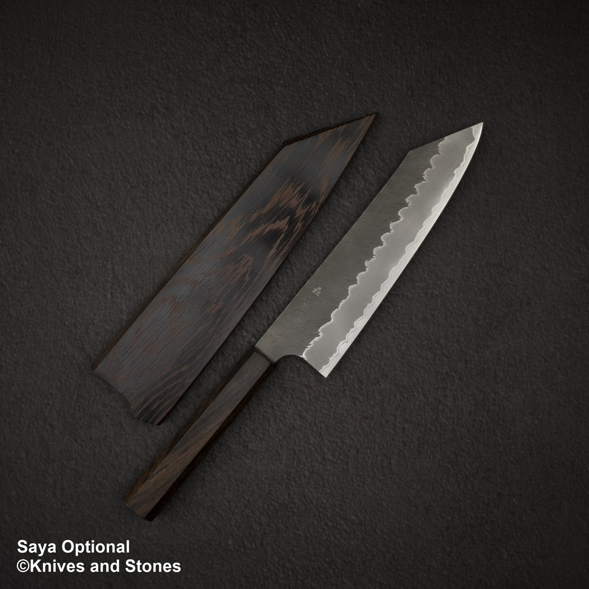 Nigara Aogami (藍色) Super Matt Migaki Tsuchime 成品 K-tip Gyuto 210mm 黑色 Chacate