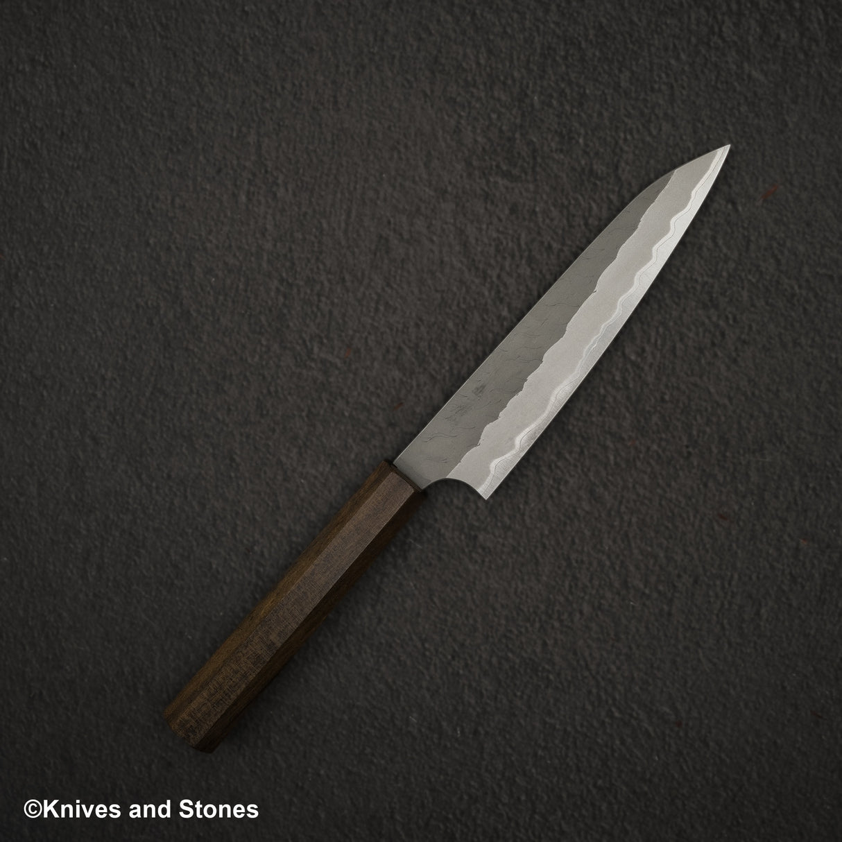 Nigara Aogami(藍色)超級霧面Migaki Tsuchime 成品 Petty 150mm 黑色 Chacate