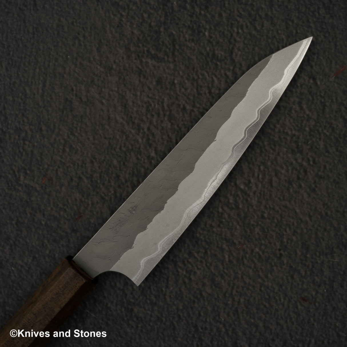 Nigara Aogami(藍色)超級霧面Migaki Tsuchime 成品 Petty 150mm 黑色 Chacate