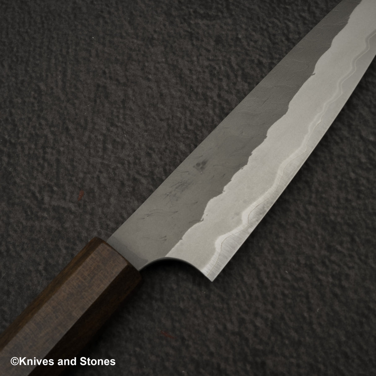 Nigara Aogami(藍色)超級霧面Migaki Tsuchime 成品 Petty 150mm 黑色 Chacate