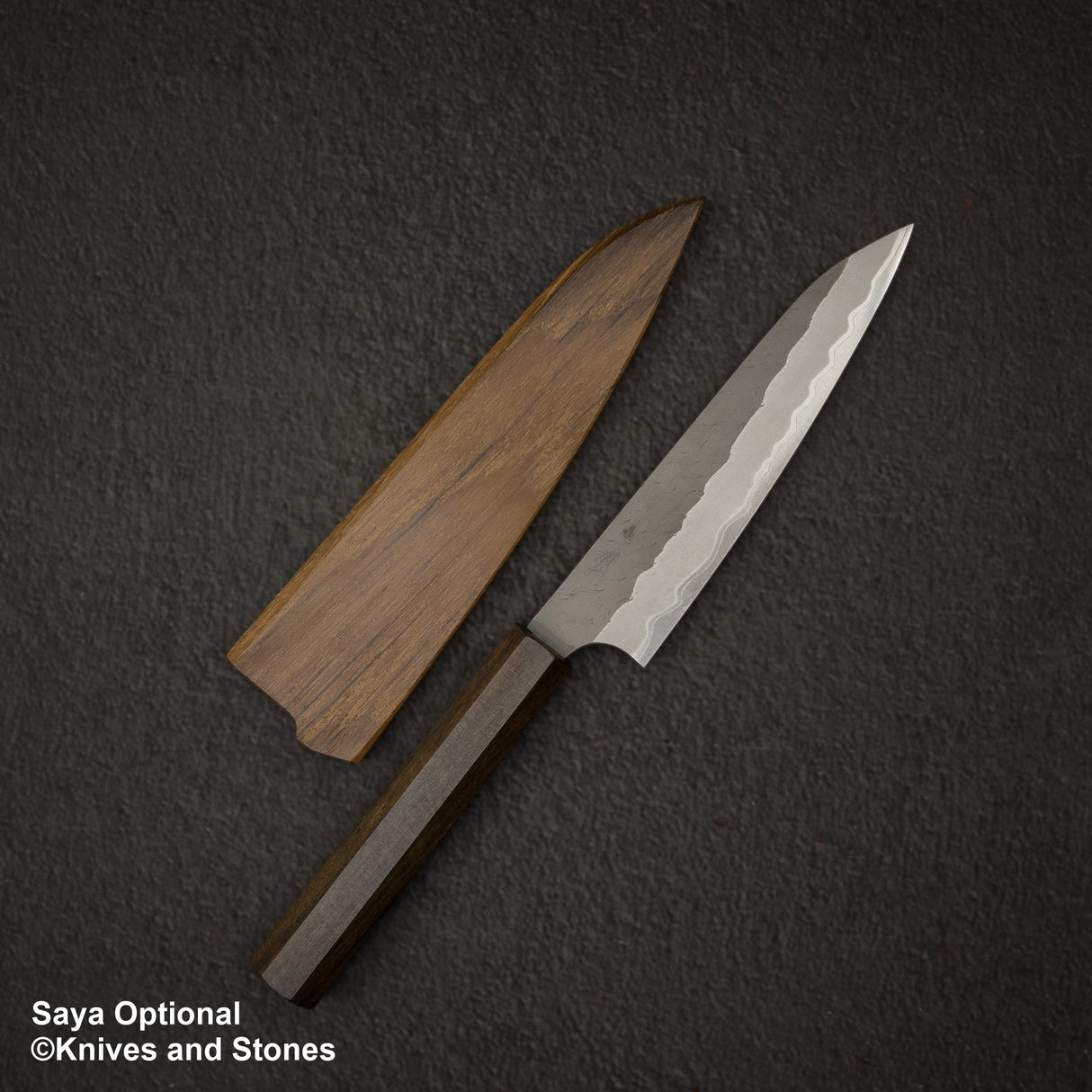 Nigara Aogami(藍色)超級霧面Migaki Tsuchime 成品 Petty 150mm 黑色 Chacate